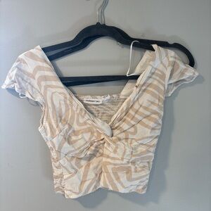 tan and white zebra print crop top